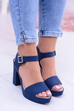 Damskie Gumowe Granatowe Sandały Na Słupku Meliski Viene Damskie Sandały Gumowe|Sandały Na Obcasie