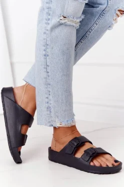 Outlet Damskie Gumowe Klapki Czarne Stacy Damskie Klapki Damskie Klasyczne