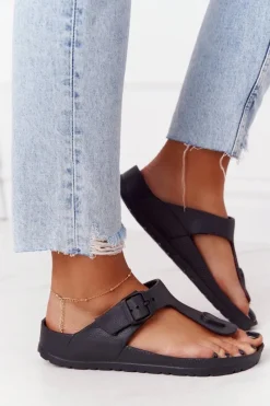 Outlet Damskie Gumowe Klapki Japonki Czarne Alma Damskie Klapki Damskie Japonki|Klapki Damskie Klasyczne