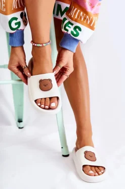 Discount Boto Damskie Gumowe Klapki Z Misiem Białe Cardiff