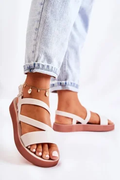 Sandały Gumowe|Sandały Płaskie></noscript>ZAXY Damskie Gumowe Sandały JJ285053 Białe