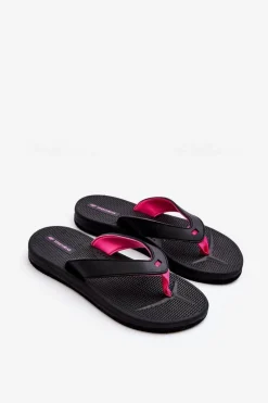 Klapki Damskie Japonki|Klapki Damskie Klasyczne>4F Damskie Japonki Klapki SS23FFLIF061-21S Czarno-Różowe