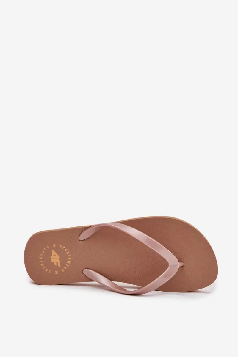 Klapki Damskie Japonki|Klapki Damskie Klasyczne>4F Damskie Japonki Klapki MM00FFLIF018-82S Jasnobrązowe Brązowy