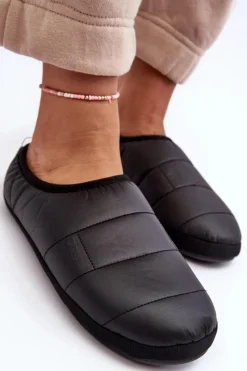 Sale Big Star Shoes Damskie Kapcie Ocieplane Czarne Big Star KK274604