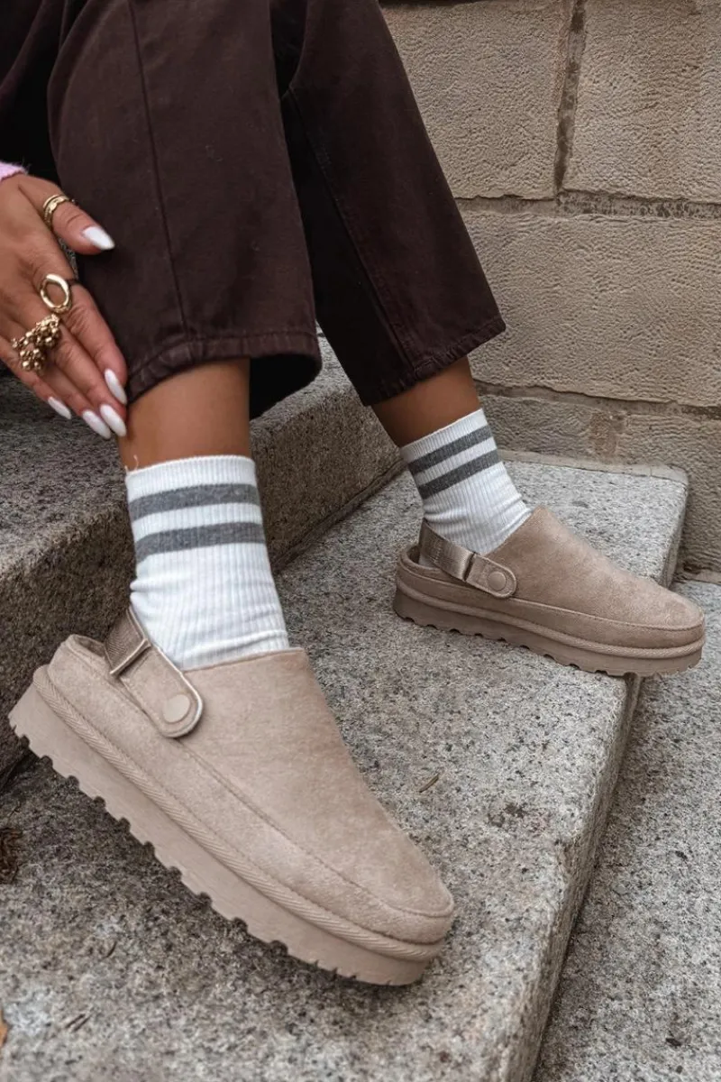 Śniegowce Damskie|Kapcie Klasyczne>Boto Damskie Kapcie Ocieplane Futerkiem Na Platformie Beżowe Azida Beżowy