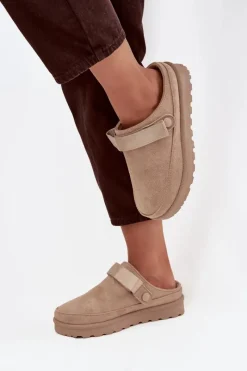 Śniegowce Damskie|Kapcie Klasyczne>Boto Damskie Kapcie Ocieplane Futerkiem Na Platformie Beżowe Azida Beżowy