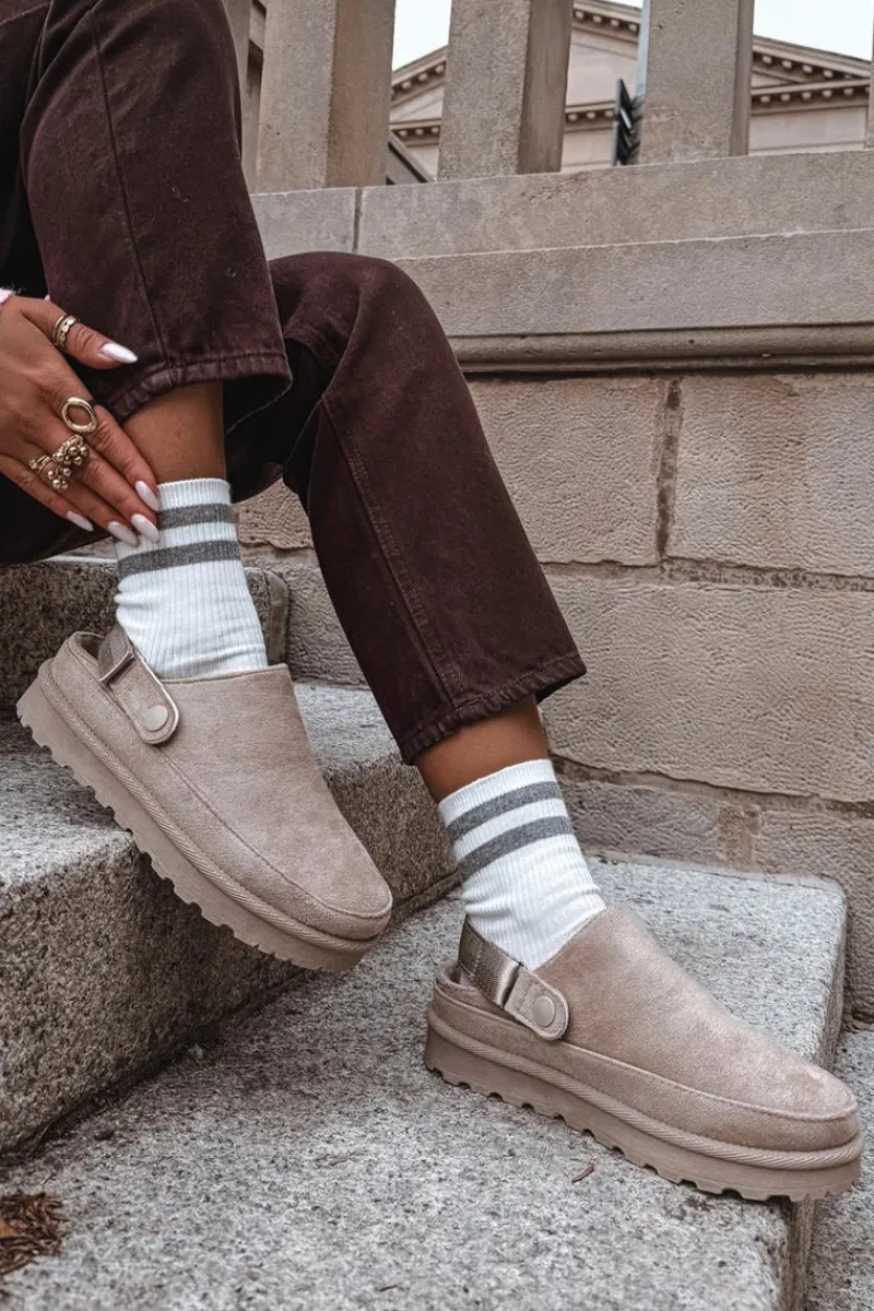 Śniegowce Damskie|Kapcie Klasyczne>Boto Damskie Kapcie Ocieplane Futerkiem Na Platformie Beżowe Azida Beżowy