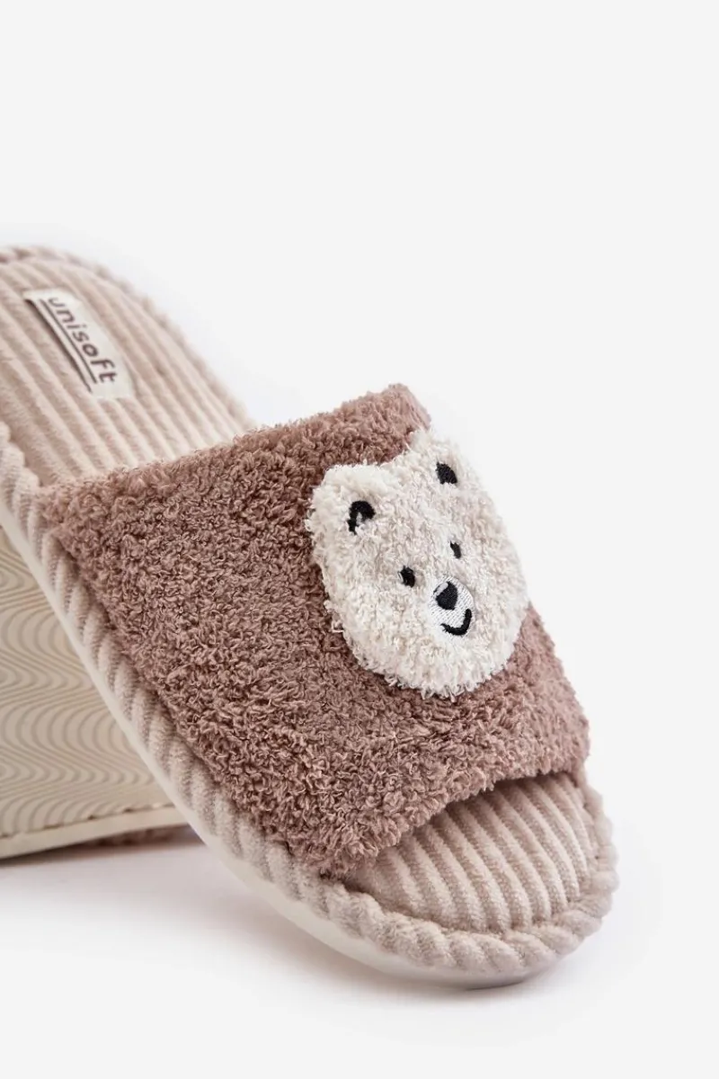 Outlet Damskie Kapcie Z Misiem Brązowe Lavetire Damskie Kapcie Klasyczne