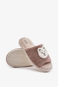 Outlet Damskie Kapcie Z Misiem Brązowe Lavetire Damskie Kapcie Klasyczne