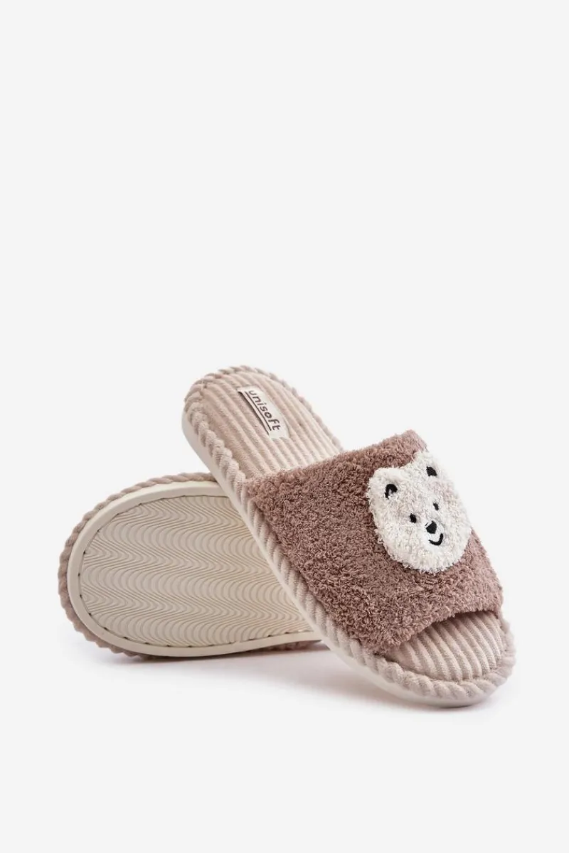 Outlet Damskie Kapcie Z Misiem Brązowe Lavetire Damskie Kapcie Klasyczne