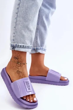 Big Star Shoes Damskie Klapki Big Star JJ274A304 Fioletowe