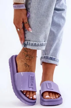 Big Star Shoes Damskie Klapki Big Star JJ274A304 Fioletowe
