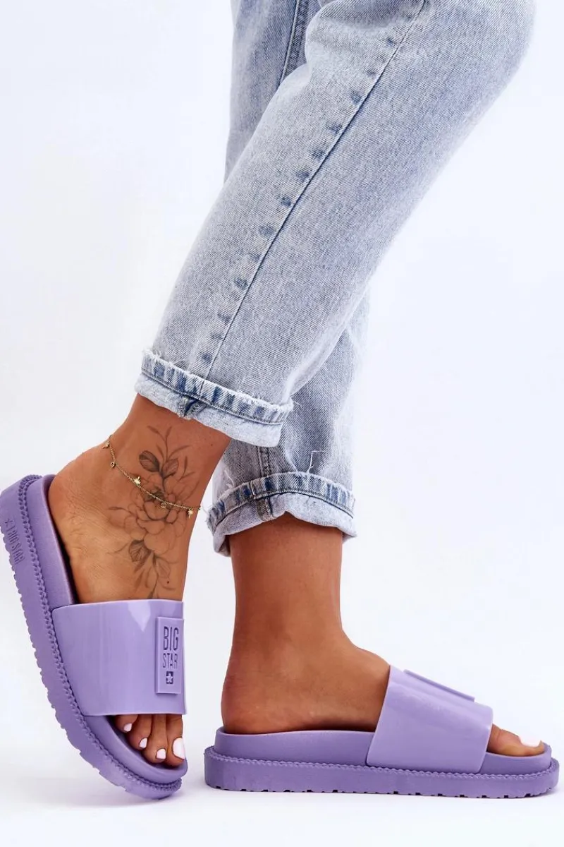 Big Star Shoes Damskie Klapki Big Star JJ274A304 Fioletowe