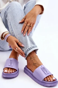 Big Star Shoes Damskie Klapki Big Star JJ274A304 Fioletowe