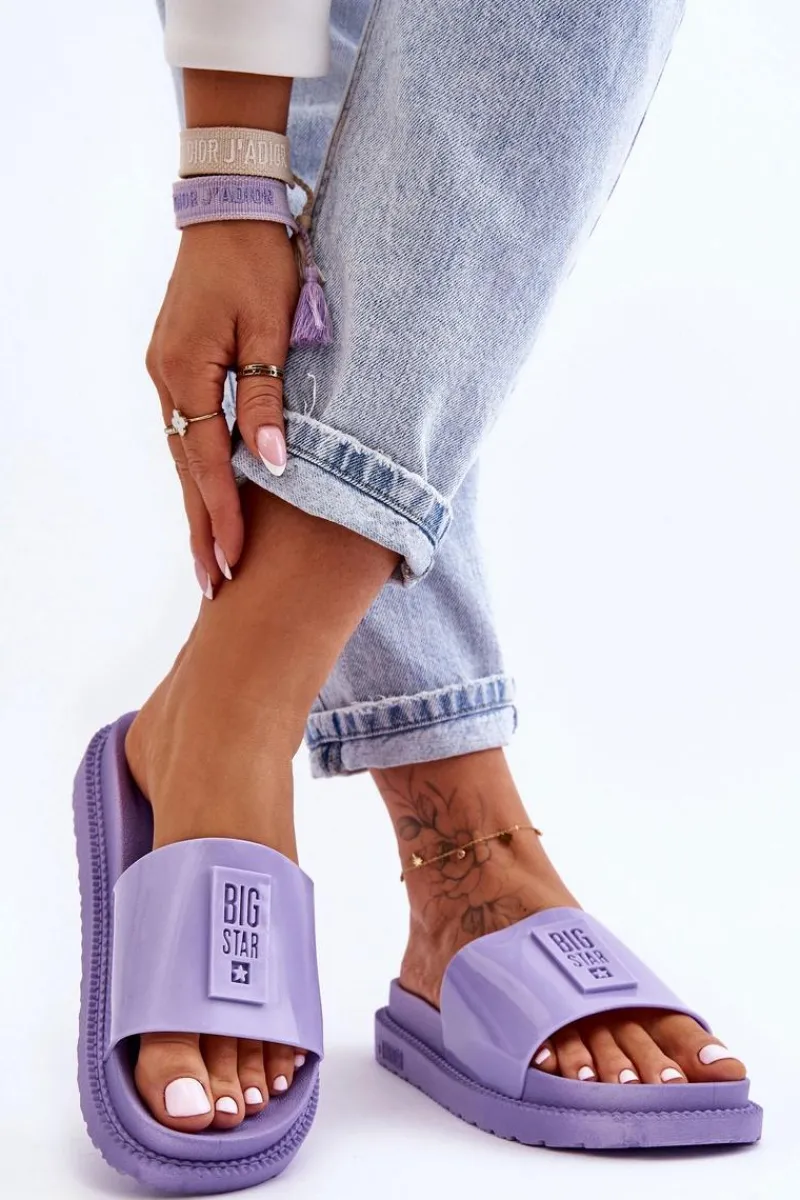 Big Star Shoes Damskie Klapki Big Star JJ274A304 Fioletowe