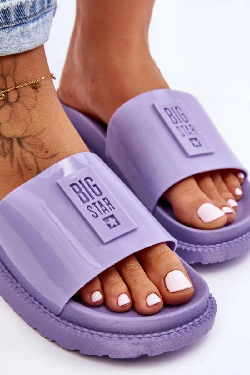Big Star Shoes Damskie Klapki Big Star JJ274A304 Fioletowe