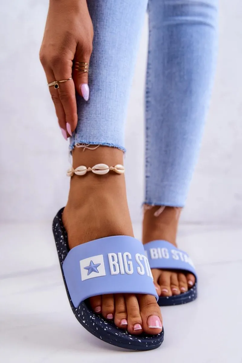 Sale Damskie Klapki Big Star JJ274A526 Niebieskie Damskie Klapki Sportowe|Klapki Damskie Big Star