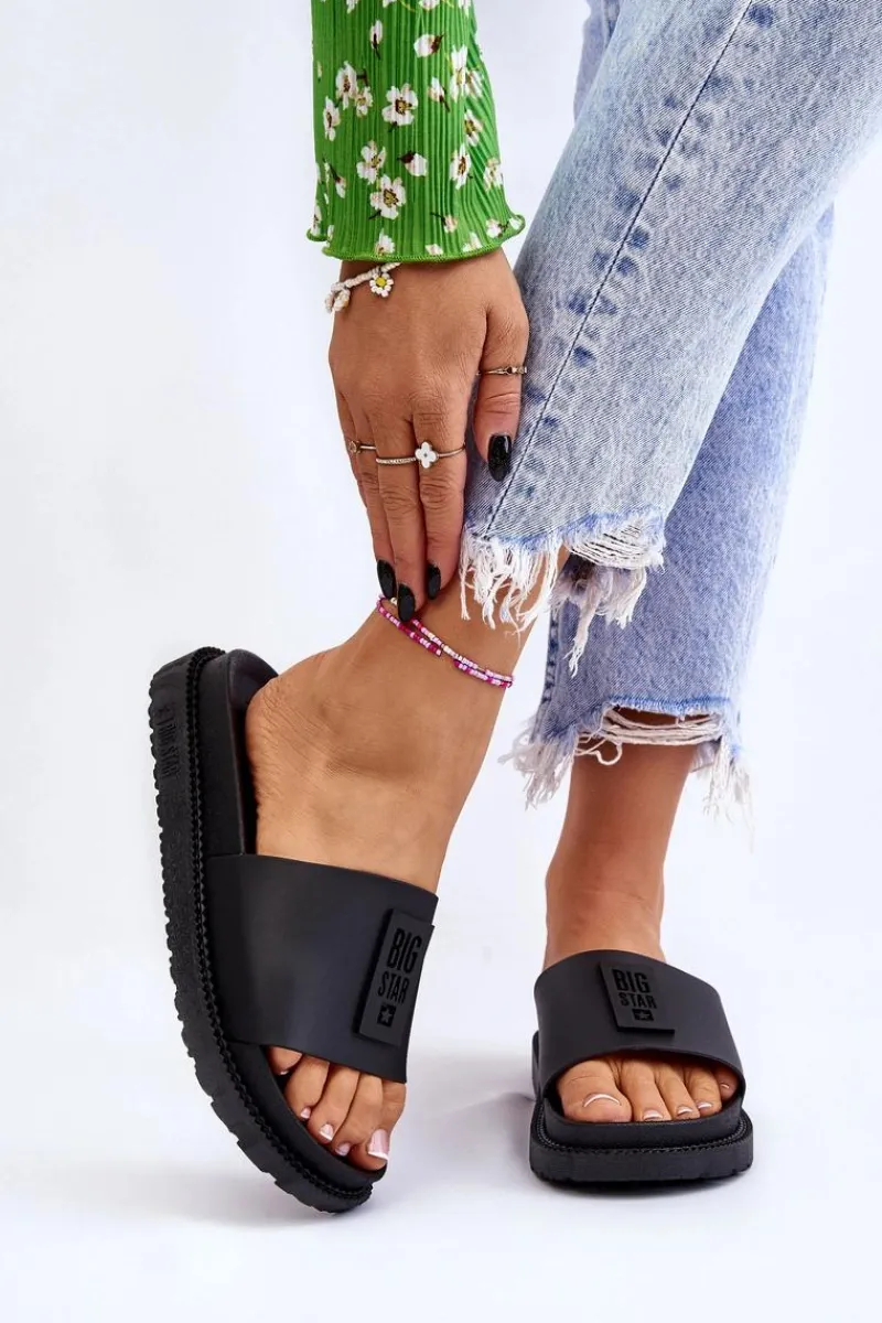 Klapki Sportowe|Klapki Damskie Big Star>Big Star Shoes Damskie Klapki Big Star LL274429 Czarne Czarny