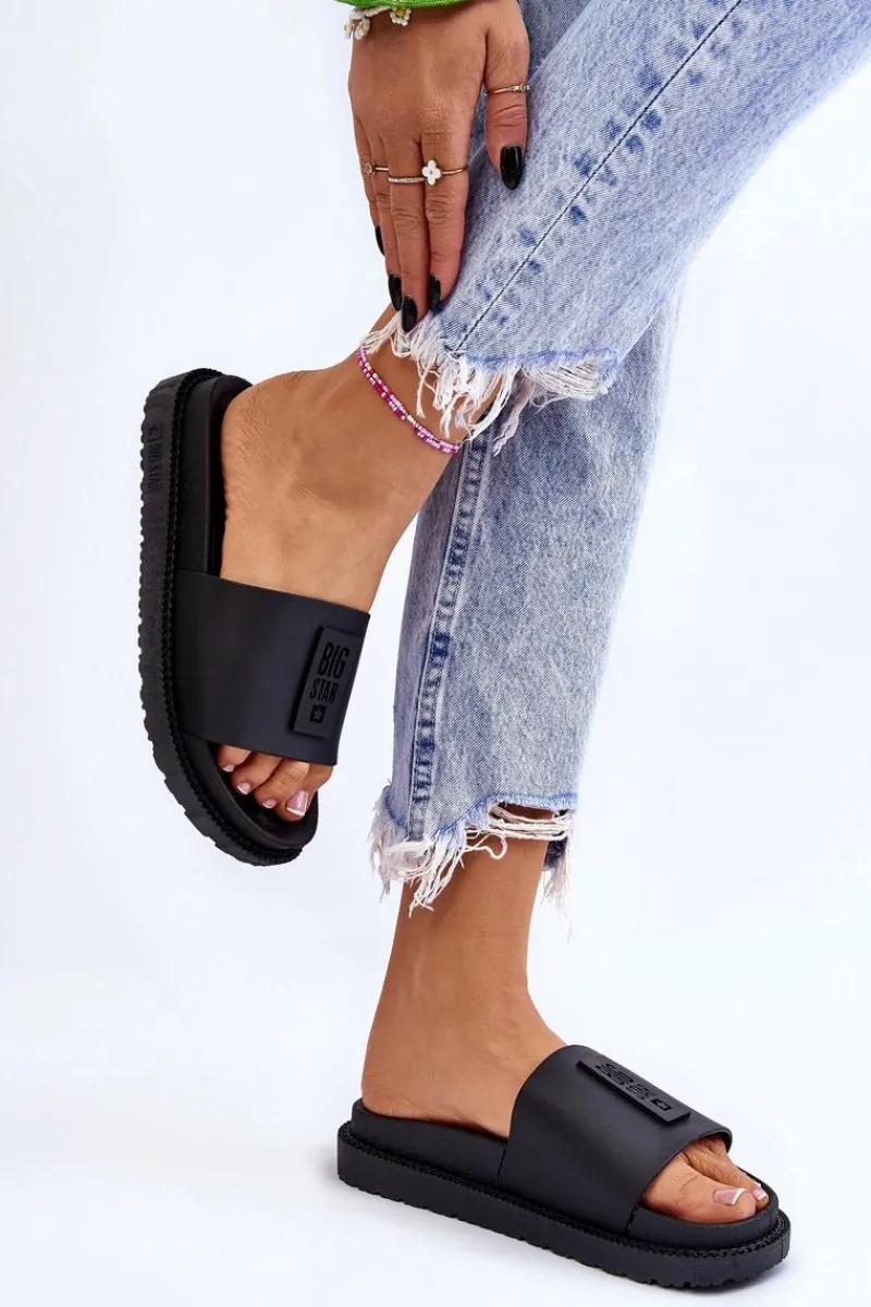 Klapki Sportowe|Klapki Damskie Big Star>Big Star Shoes Damskie Klapki Big Star LL274429 Czarne Czarny