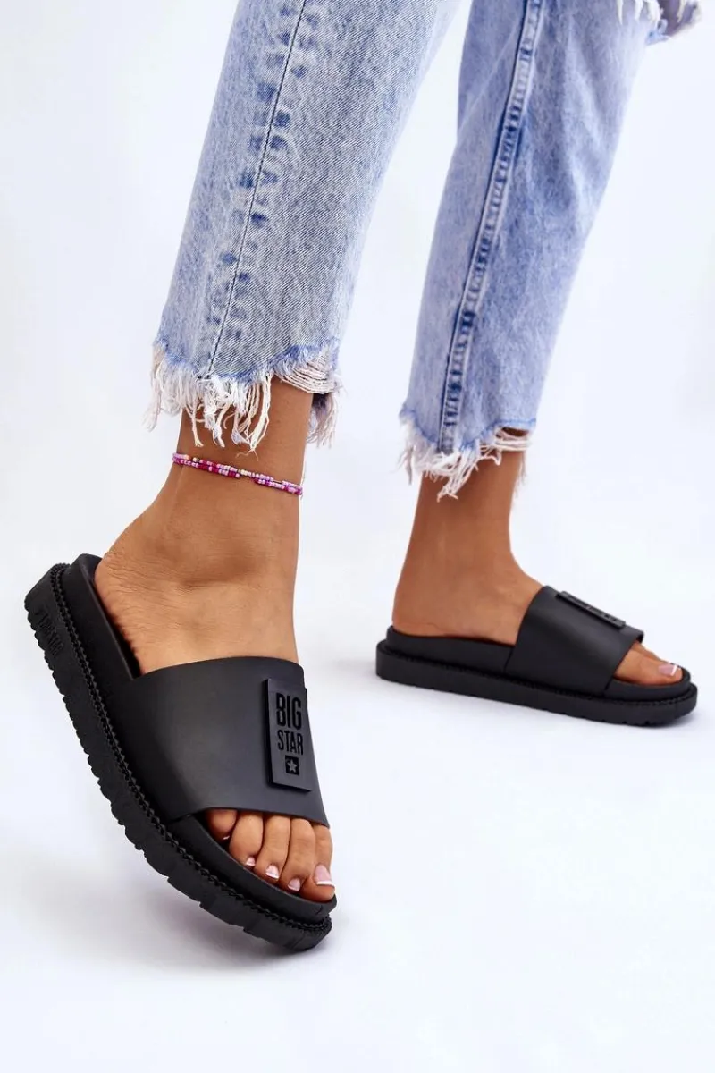 Klapki Sportowe|Klapki Damskie Big Star>Big Star Shoes Damskie Klapki Big Star LL274429 Czarne Czarny