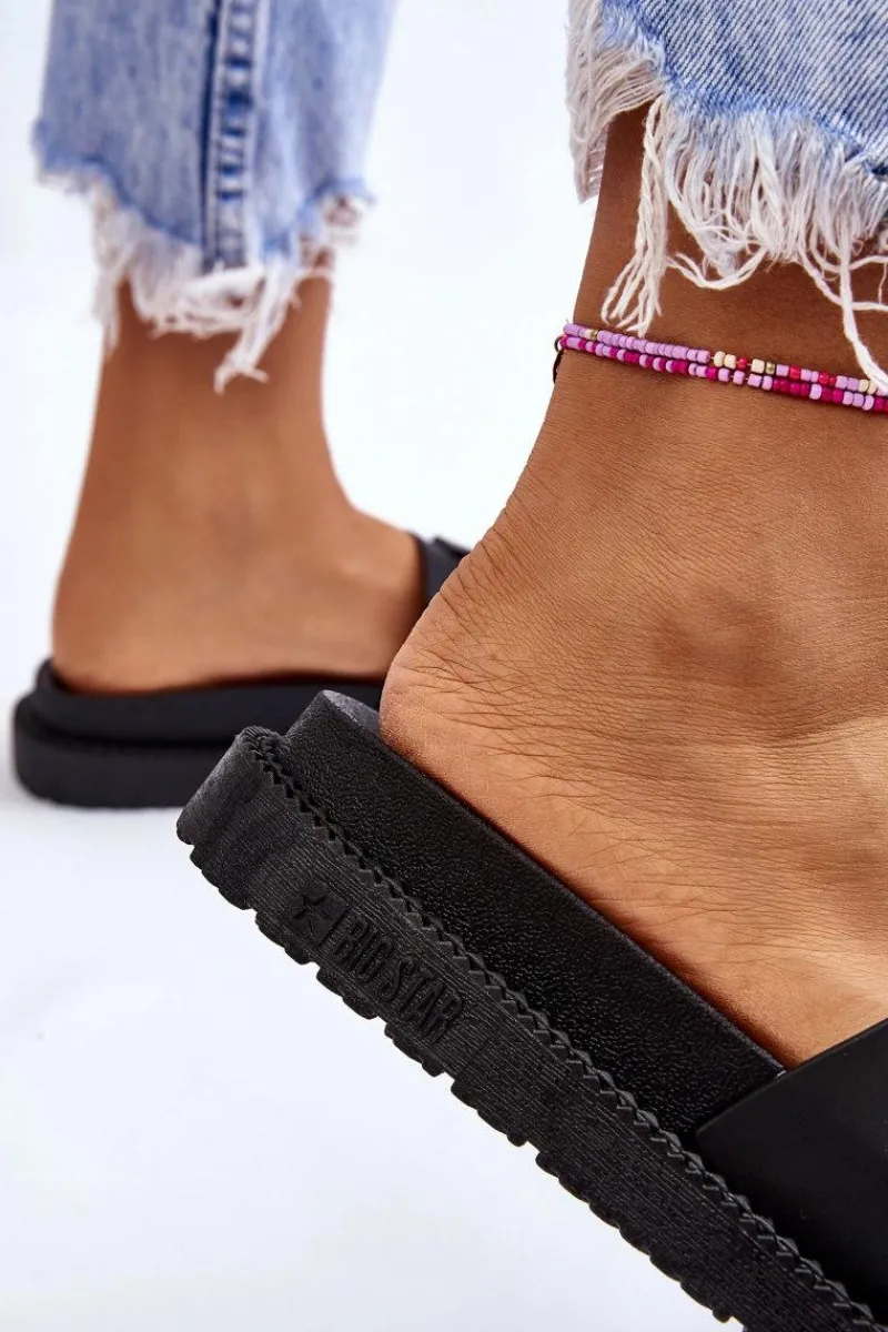 Klapki Sportowe|Klapki Damskie Big Star>Big Star Shoes Damskie Klapki Big Star LL274429 Czarne Czarny