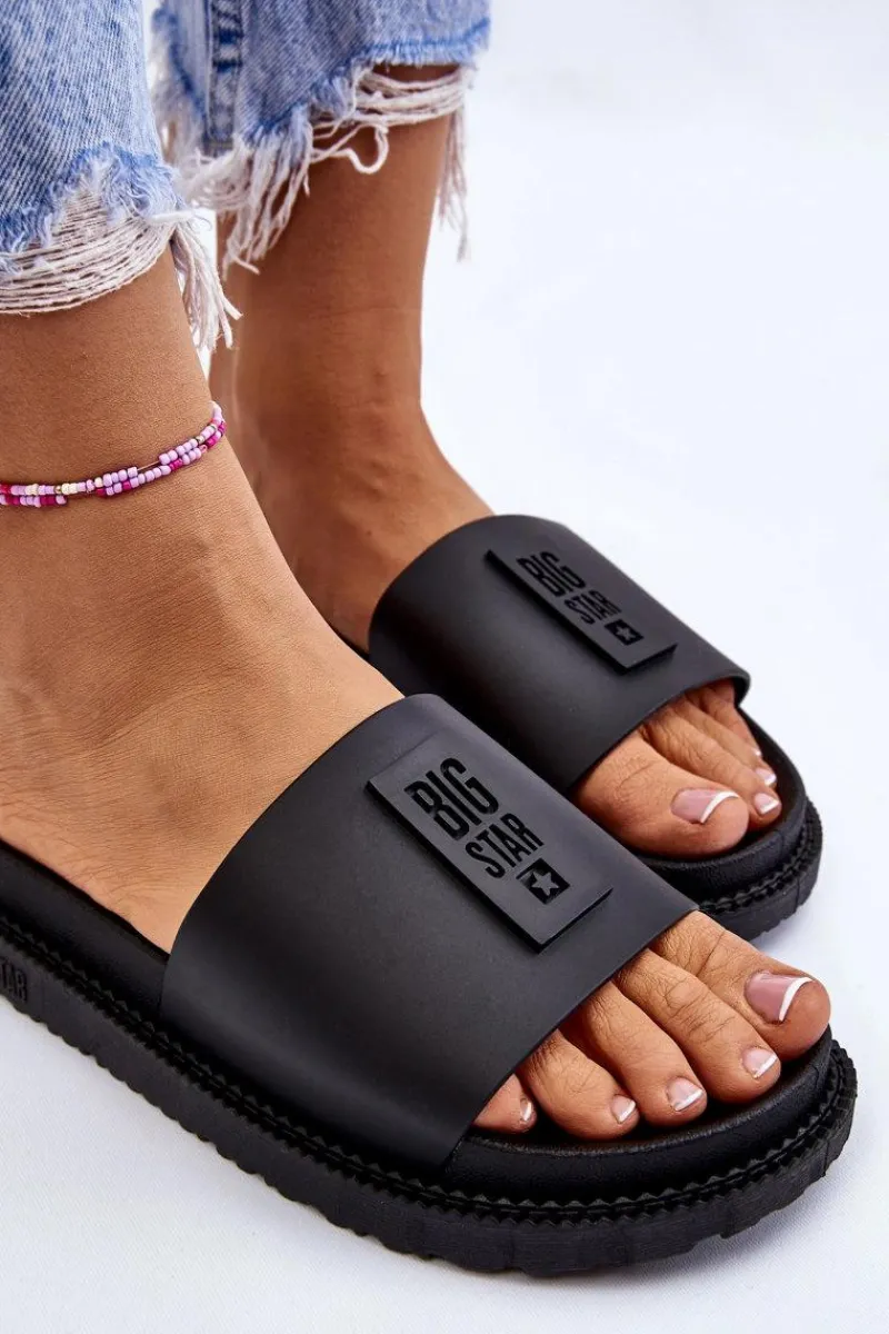 Klapki Sportowe|Klapki Damskie Big Star>Big Star Shoes Damskie Klapki Big Star LL274429 Czarne Czarny