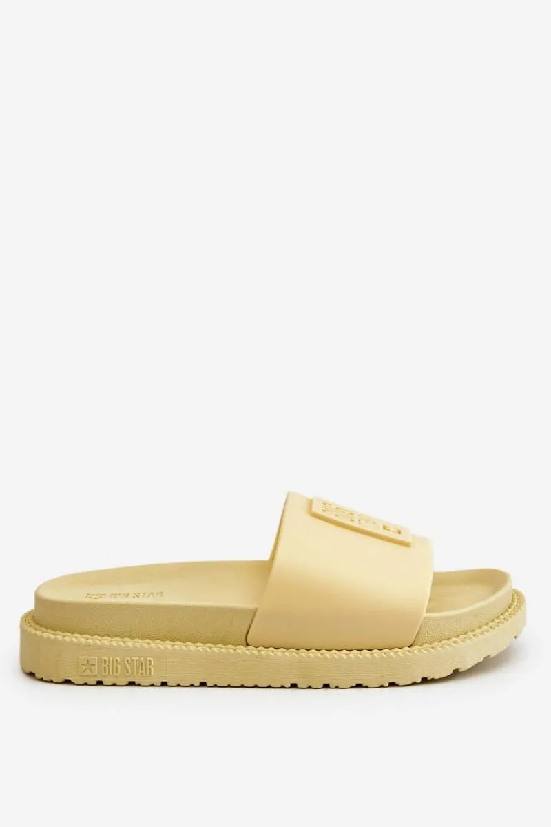 New Damskie Klapki Big Star LL274427 Żółte Damskie Klapki Sportowe|Klapki Damskie Big Star