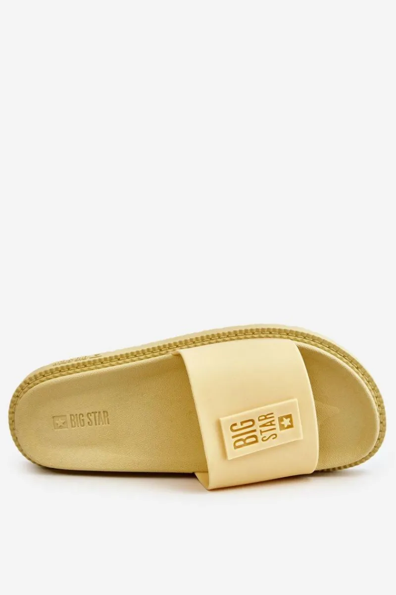 New Damskie Klapki Big Star LL274427 Żółte Damskie Klapki Sportowe|Klapki Damskie Big Star