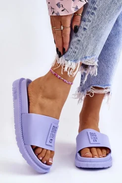 Klapki Sportowe|Klapki Damskie Big Star>Big Star Shoes Damskie Klapki Big Star LL274431 Jasnofioletowe Fioletowy