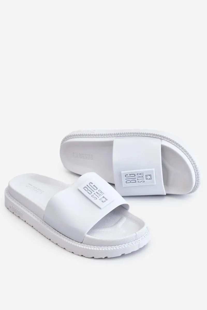 Discount Big Star Shoes Damskie Klapki Big Star LL274428 Białe Biały