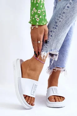 Discount Big Star Shoes Damskie Klapki Big Star LL274428 Białe Biały