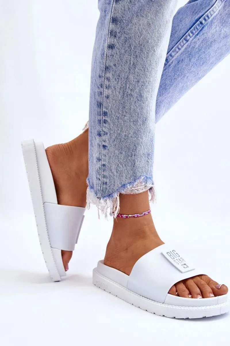 Discount Big Star Shoes Damskie Klapki Big Star LL274428 Białe Biały