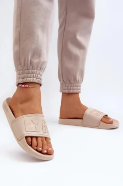 Outlet Big Star Shoes Damskie Klapki Big Star NN274A645 Beżowe Beżowy