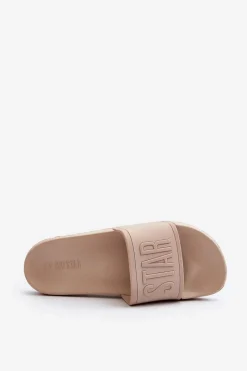 Outlet Big Star Shoes Damskie Klapki Big Star NN274A645 Beżowe Beżowy