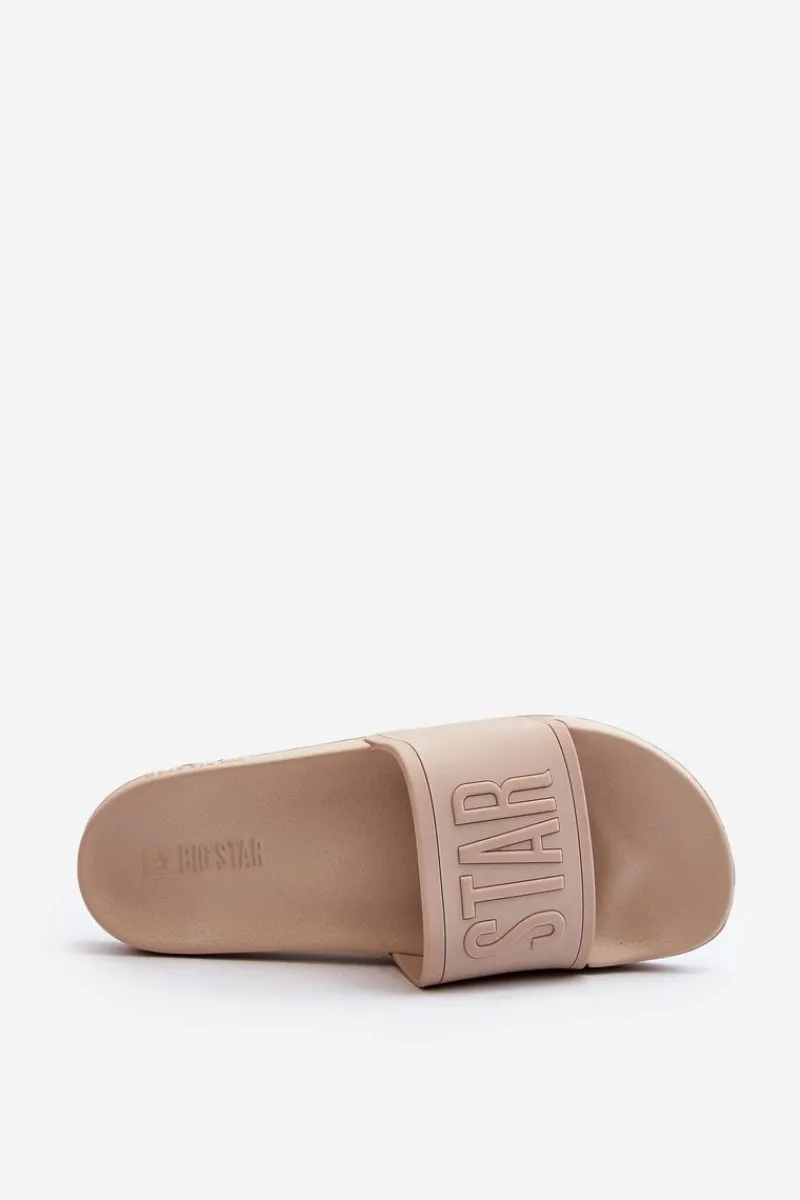 Outlet Big Star Shoes Damskie Klapki Big Star NN274A645 Beżowe Beżowy