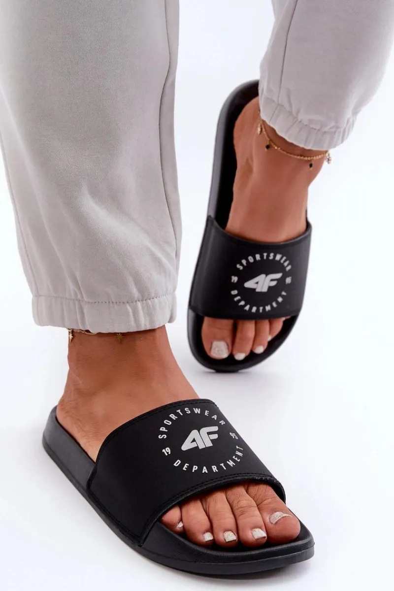 Klapki Sportowe|Klapki Damskie Klasyczne>4F Damskie Klapki MM00FFLIF044A-20S Czarne Czarny
