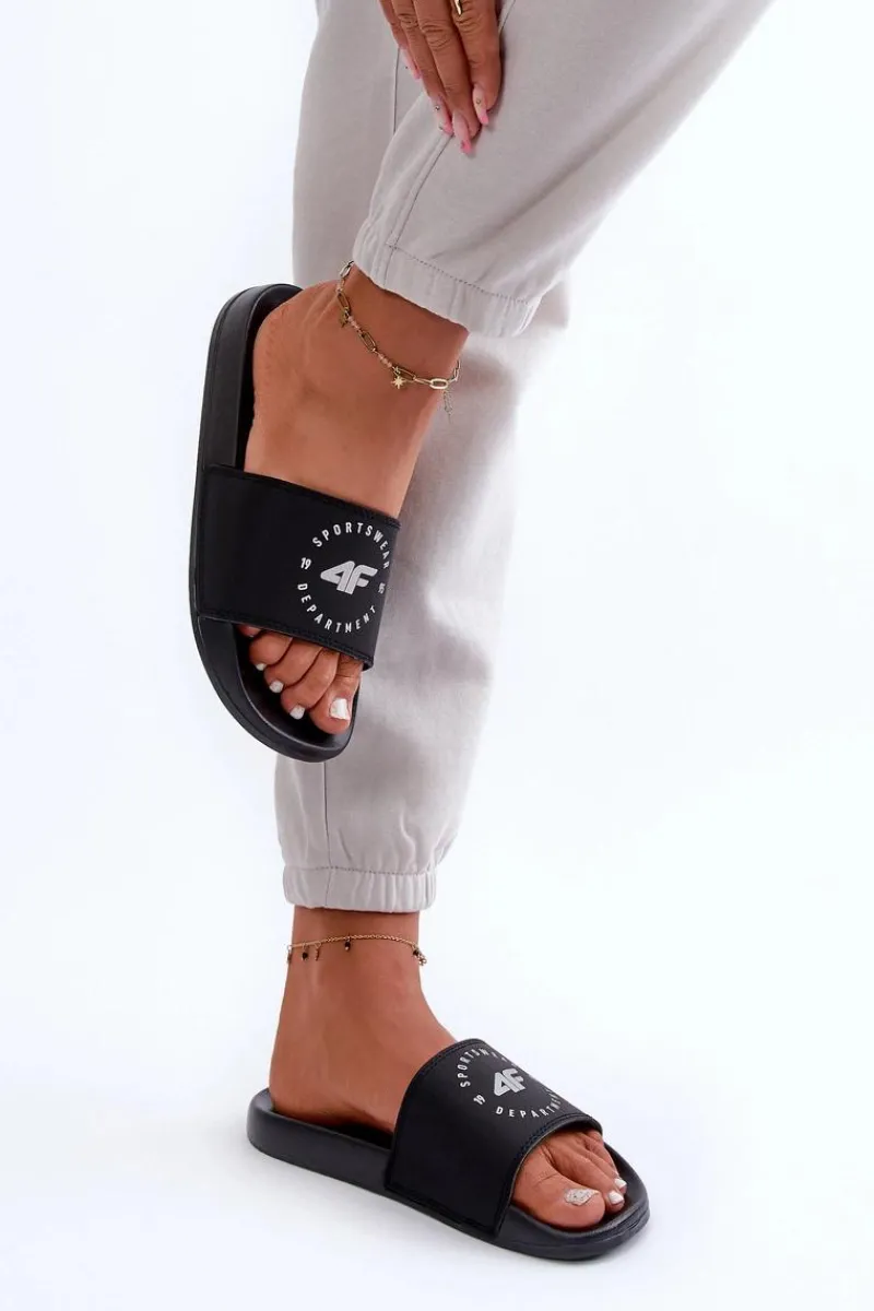 Klapki Sportowe|Klapki Damskie Klasyczne>4F Damskie Klapki MM00FFLIF044A-20S Czarne Czarny