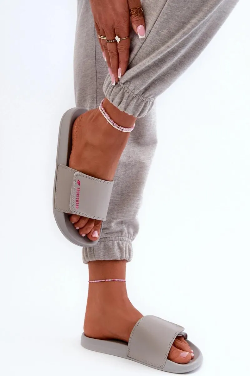 Klapki Sportowe|Klapki Damskie Klasyczne>4F Damskie Klapki MM00FFLIF031A-25S Szare