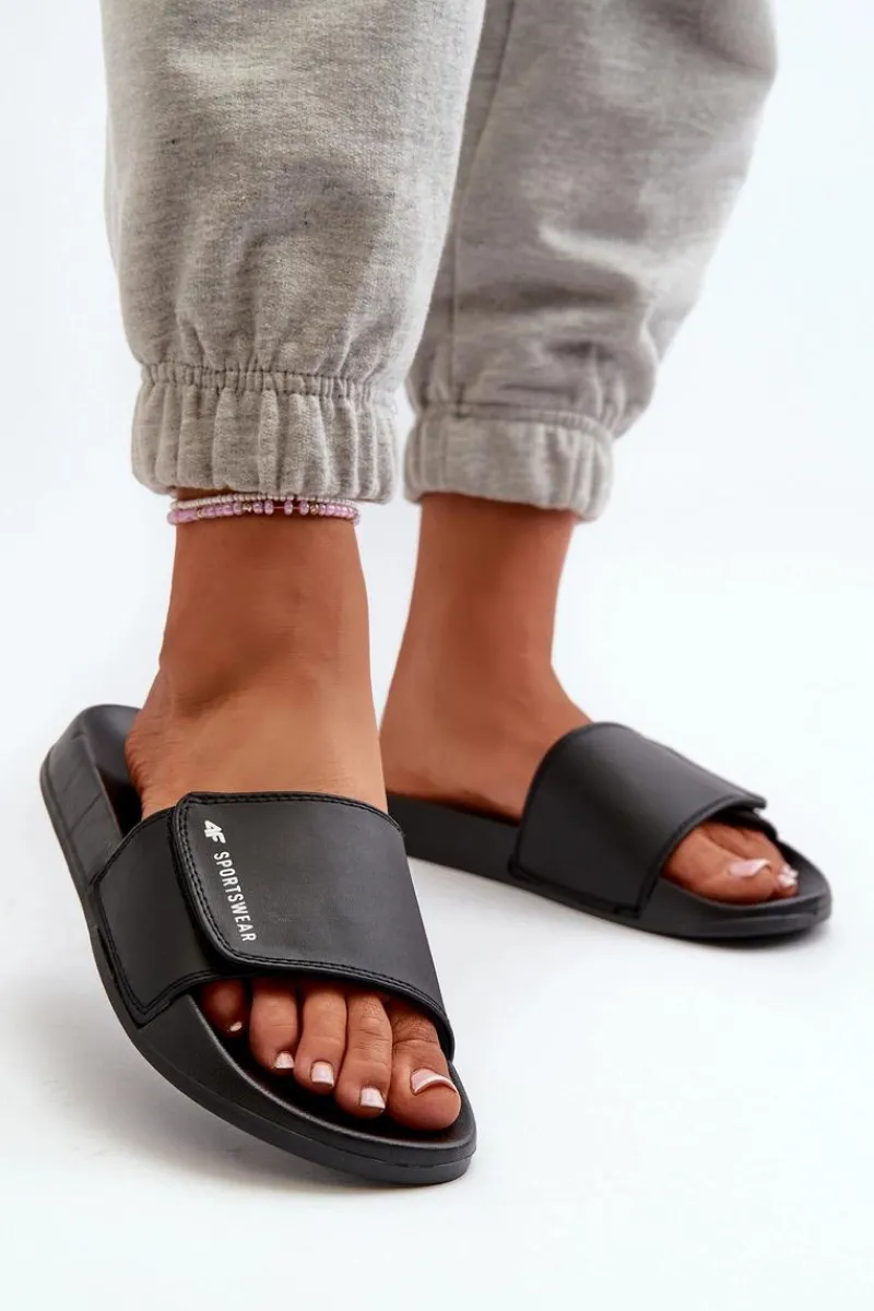 Klapki Sportowe|Klapki Damskie Klasyczne>4F Damskie Klapki MM00FFLIF031A-20S Czarne Czarny