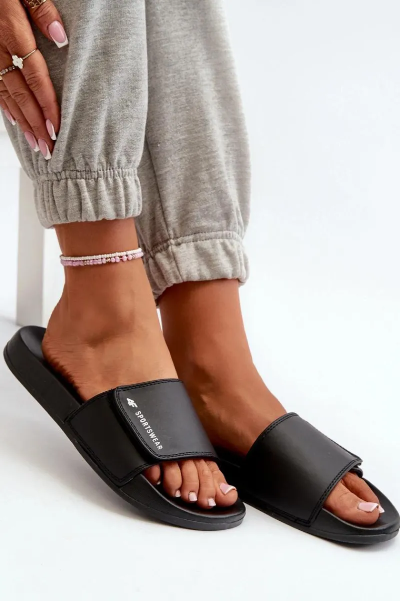 Klapki Sportowe|Klapki Damskie Klasyczne>4F Damskie Klapki MM00FFLIF031A-20S Czarne Czarny