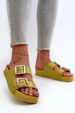 ZAXY Damskie Klapki Gładkie LL285077 Limonkowe Zielony