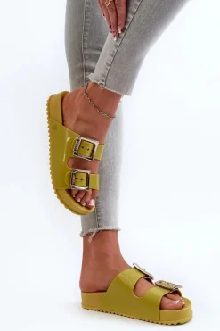 ZAXY Damskie Klapki Gładkie LL285077 Limonkowe Zielony