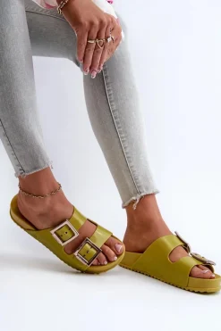 ZAXY Damskie Klapki Gładkie LL285077 Limonkowe Zielony