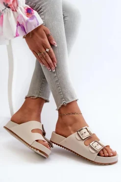 Hot ZAXY Damskie Klapki Gładkie NN285058 Jasnobeżowe