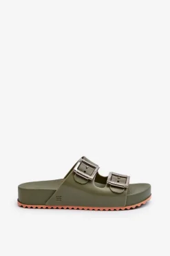 Sale Damskie Klapki Gładkie NN285057 Ciemnozielone Damskie Klapki Damskie Klasyczne