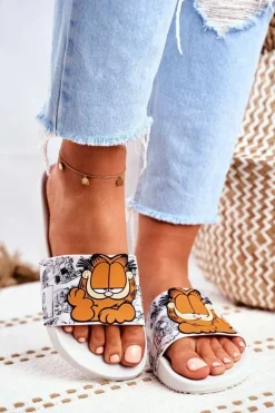 Outlet Damskie Klapki Garfield Białe FF285074 Damskie Klapki Sportowe|Klapki Damskie Klasyczne