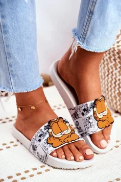 Outlet Damskie Klapki Garfield Białe FF285074 Damskie Klapki Sportowe|Klapki Damskie Klasyczne
