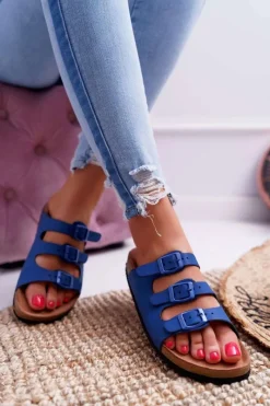 Sale Boto Damskie Klapki Granatowe Big Star DD274140