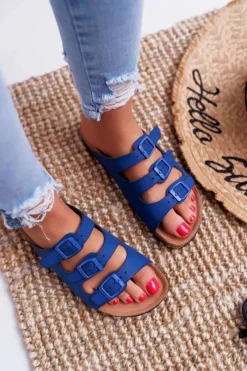 Sale Boto Damskie Klapki Granatowe Big Star DD274140