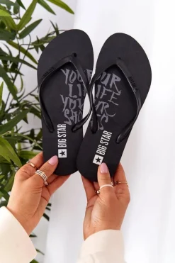 Hot Damskie Klapki Japonki Big Star FF274A309 Czarne Damskie Klapki Damskie Big Star|Klapki Damskie Japonki